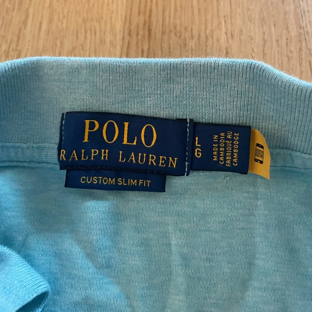Ralph Lauren Light Blue Polo Shirt with Multi Color Pony Logo